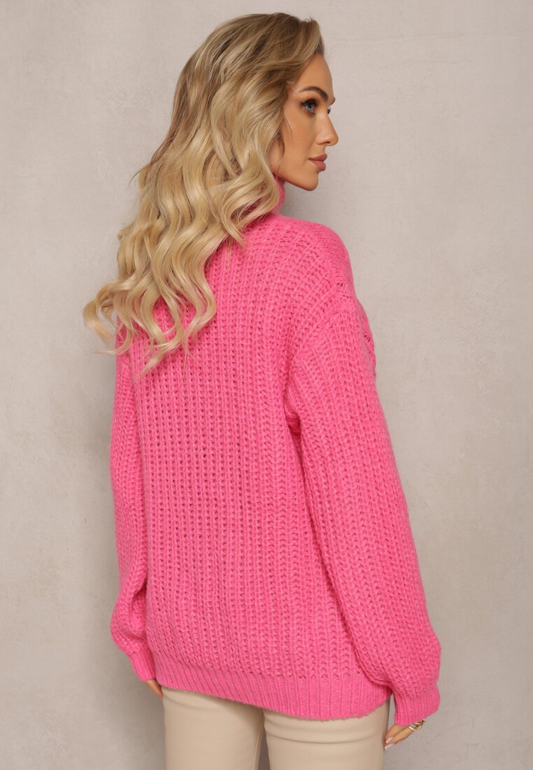 Pulover Fucsia Tricotat Împletit Ofista
