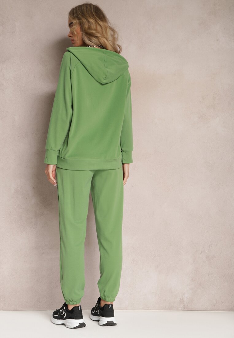 Zielony Komplet Dresowy 2-częściowy z Bluzą i Spodniami Serenitea