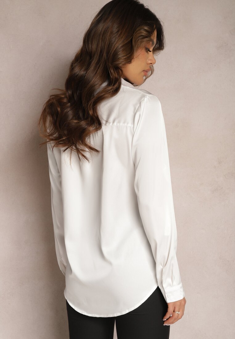 Biała Zapinana Koszula Satynowa Eloweth