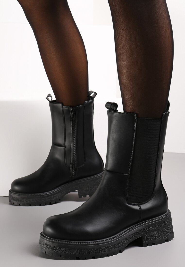 Botine Chelsea Negre cu Inserție Elastică Anedda