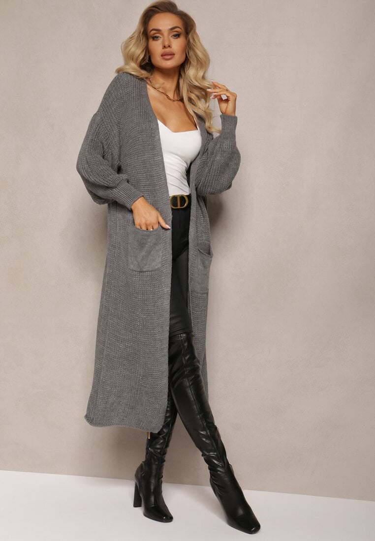 Gri închis Cardigan lung Oversize Angellona