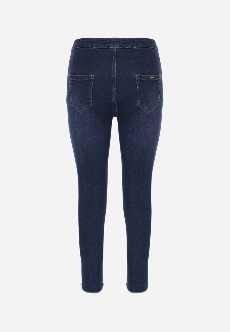 Granatowe Jeansy Skinny High Waist Vivizo