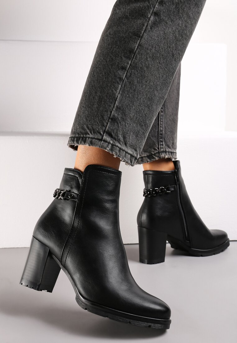 Botine negre cu toc Aranthea