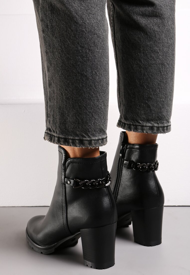 Botine negre cu toc Aranthea