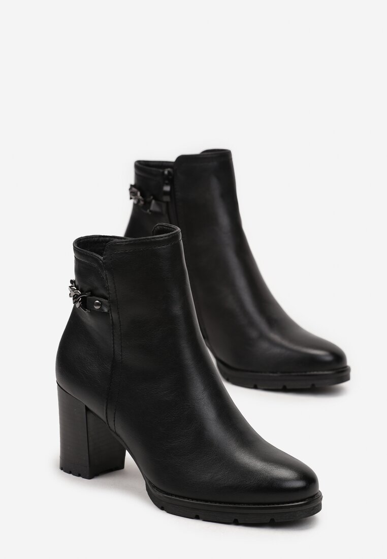 Botine negre cu toc Aranthea