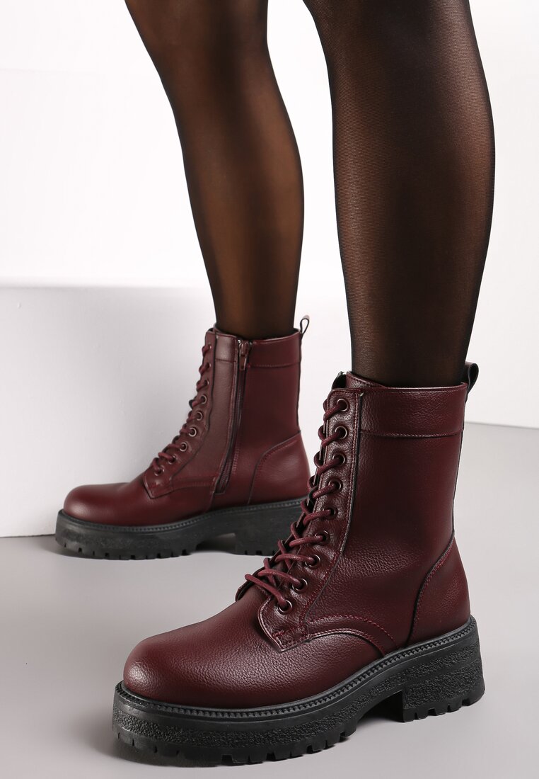 Botine bordo workery pe talpa groasa Fashia