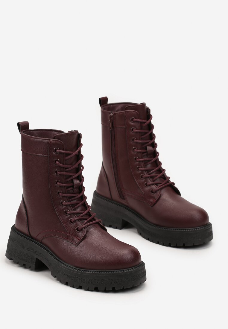 Botine bordo workery pe talpa groasa Fashia
