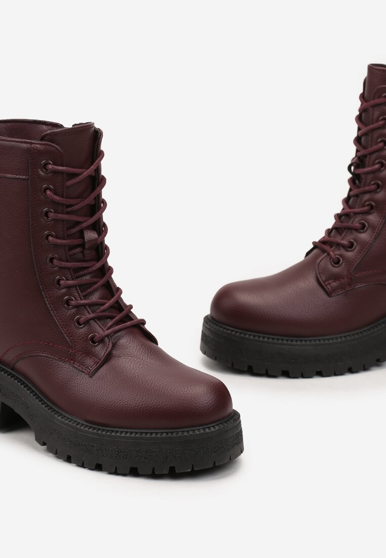 Botine bordo workery pe talpa groasa Fashia