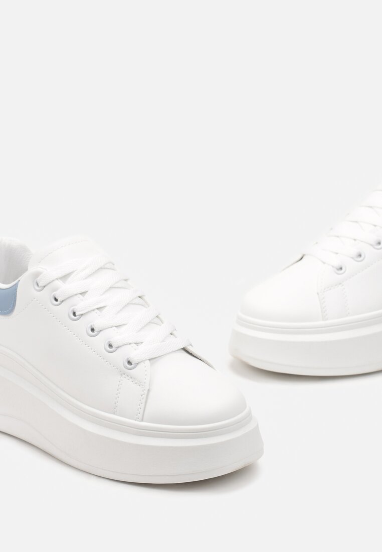 Biało-Niebieskie Sneakersy na Grubej Podeszwie Esline