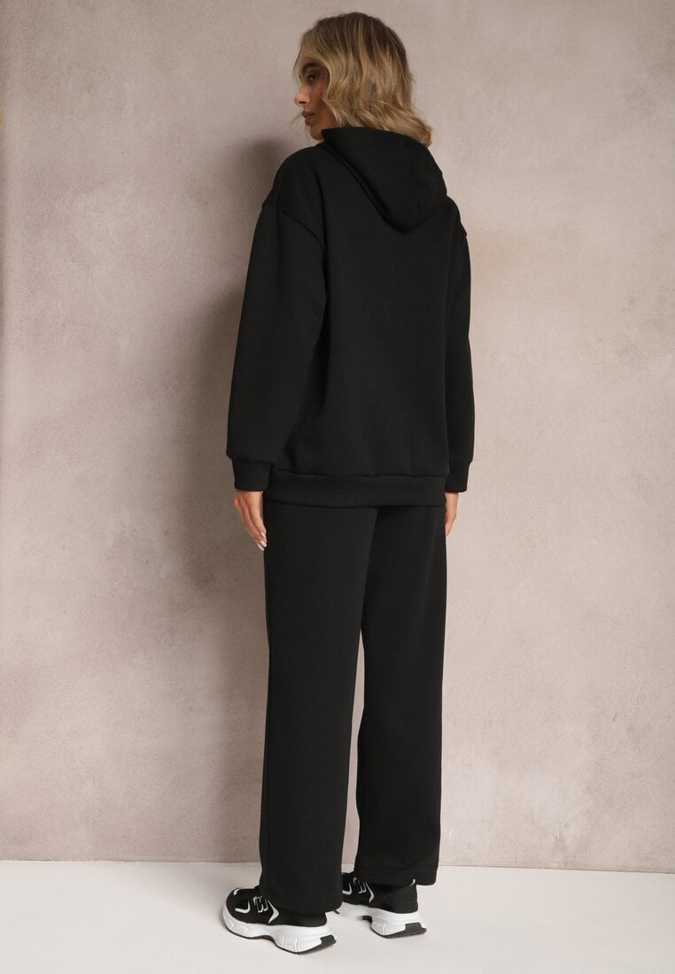 Czarny 2-częściowy Komplet Dresowy z Bluzą i Spodniami Frestine