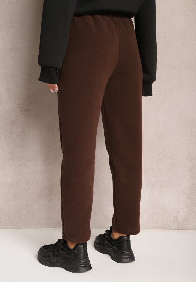 Pantaloni Căptușiți Maro cu Elastic în Talie Prokana