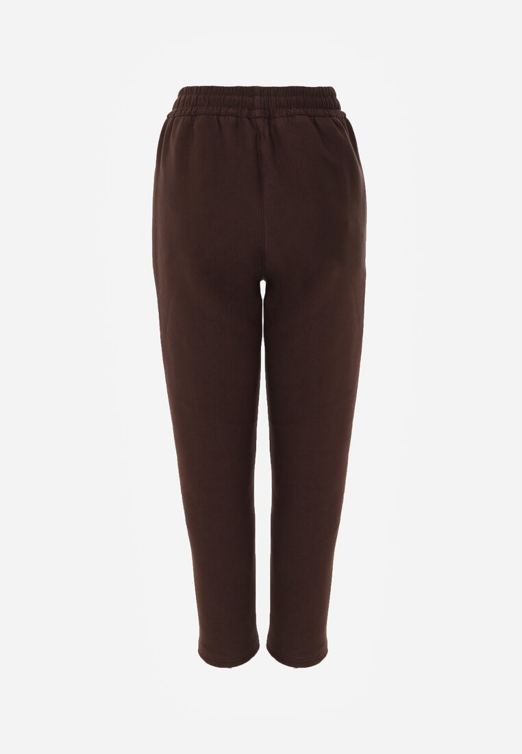Pantaloni căptușiți maro cu elastic în talie Prokana