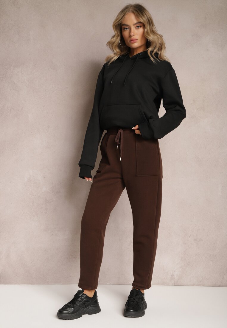Pantaloni Căptușiți Maro cu Elastic în Talie Prokana