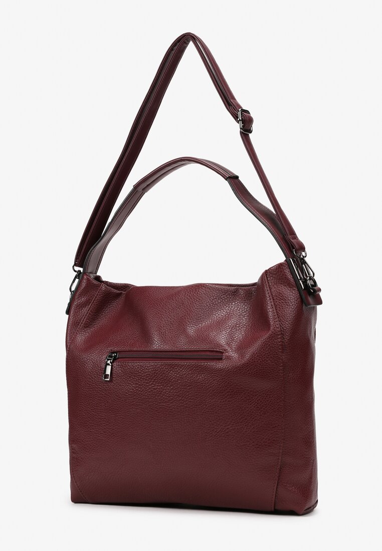 Bordowa Duża Torebka Shopper z Imitacji Skóry Chiesida