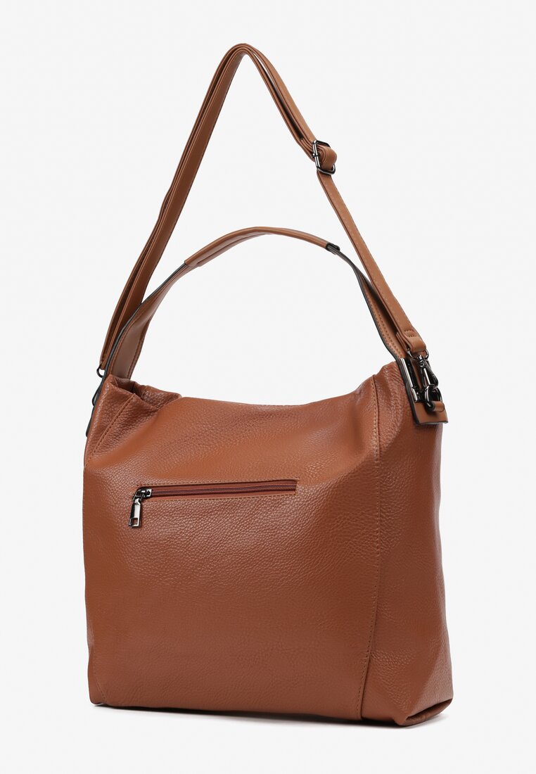 Brązowa Duża Torebka Shopper z Imitacji Skóry Chiesida