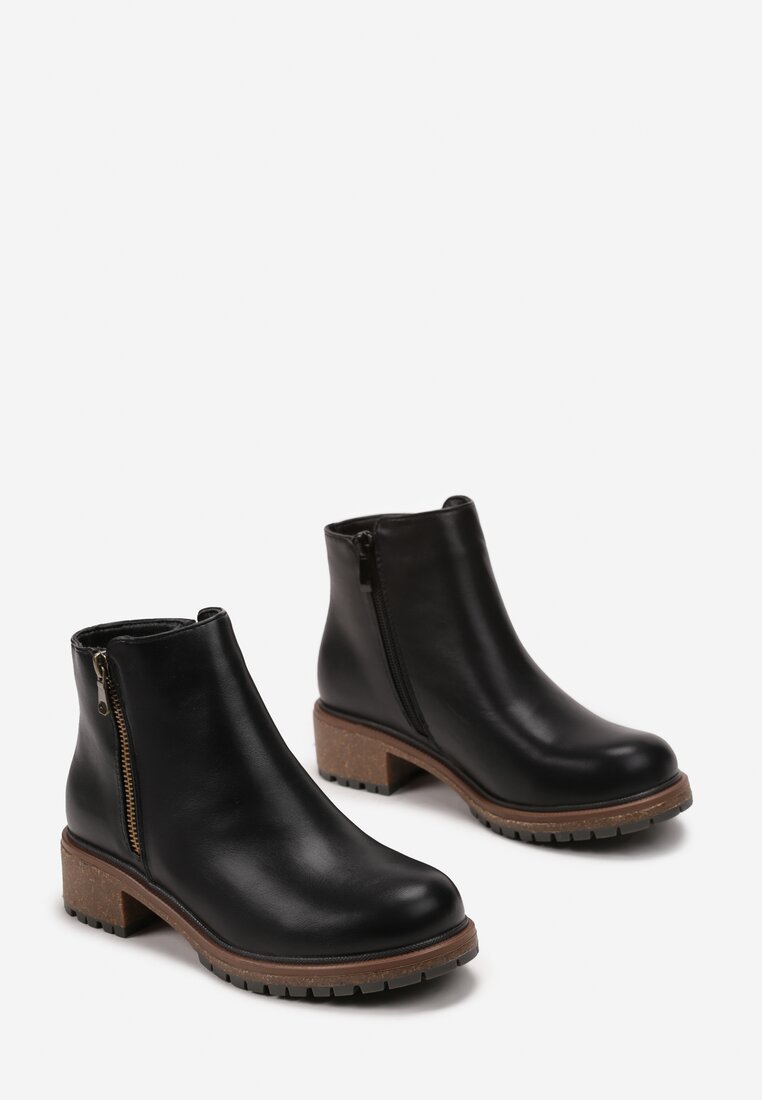 Botine Negre cu Fermoar Decorativ Mikacina