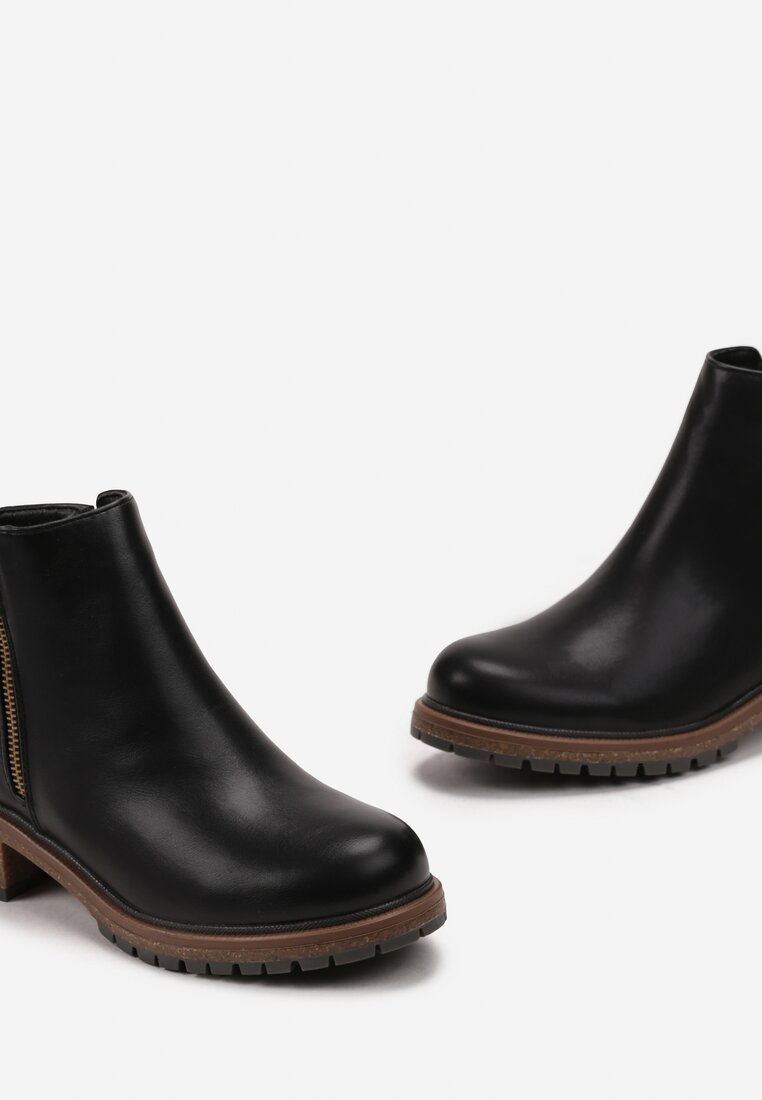 Botine Negre cu Fermoar Decorativ Mikacina
