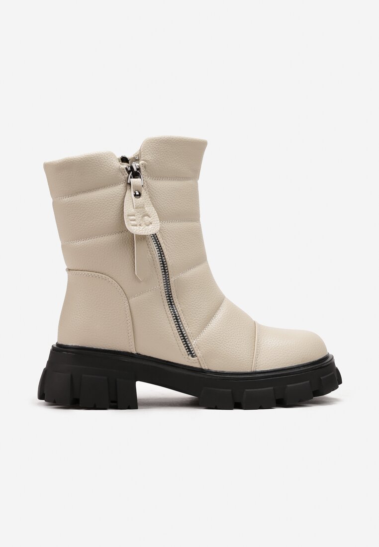Botine bej cu model capitonat Sylfira