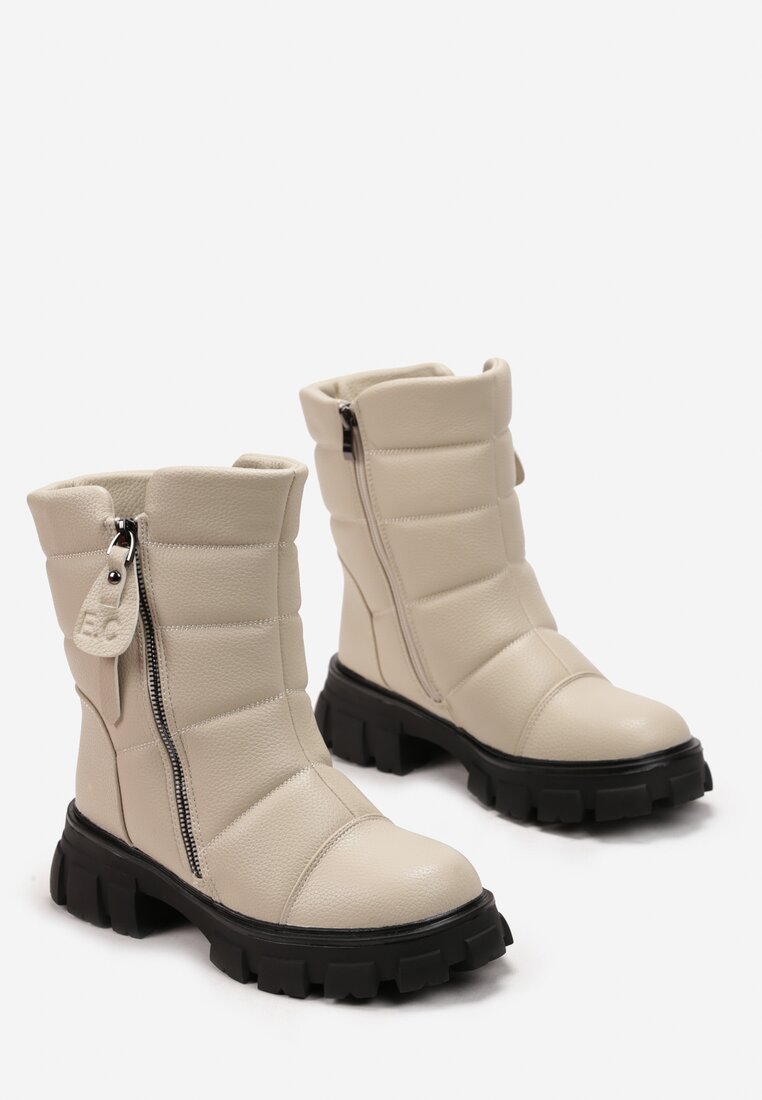Botine bej cu model capitonat Sylfira