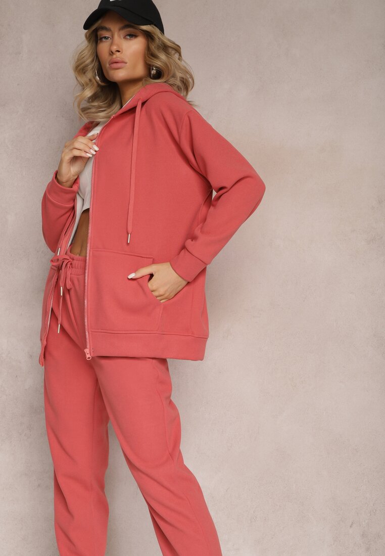 Ciemnoróżowy 2-częściowy Komplet Dresowy z Bluzą i Spodniami Gravina
