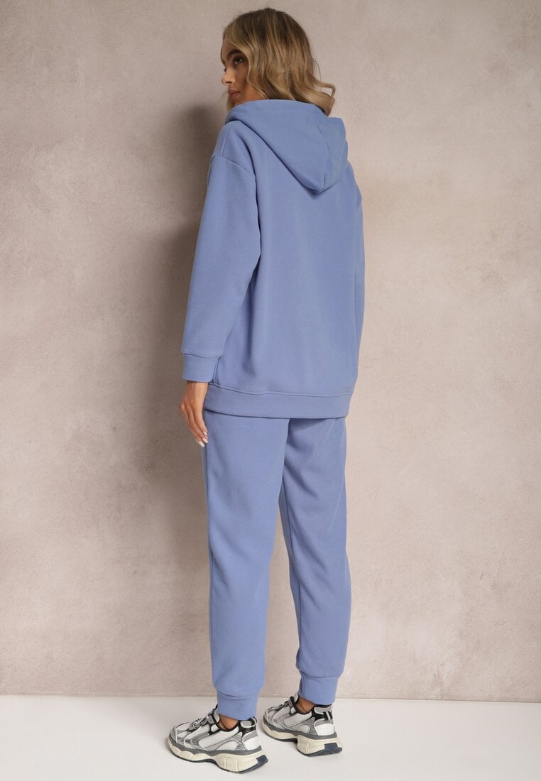 Niebieski 2-częściowy Komplet Dresowy z Bluzą i Spodniami Gravina