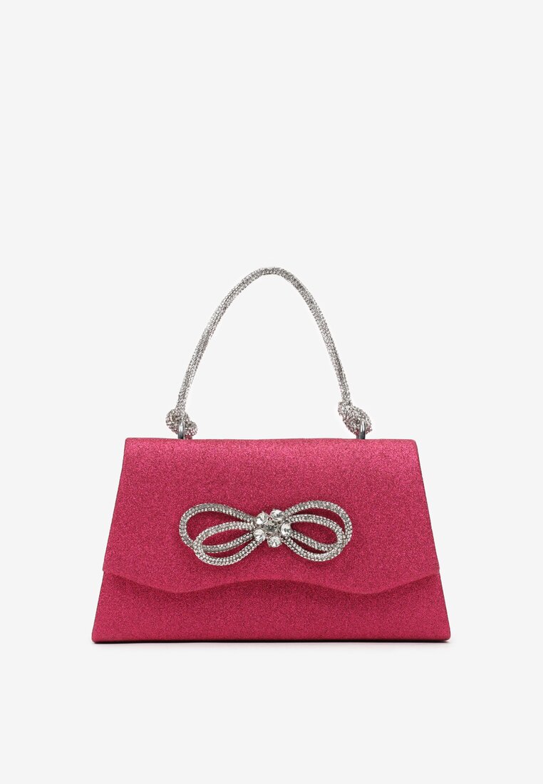 Fuksjowa Mała Torebka Kopertówka z Kokardką w Cyrkonie Selwiana