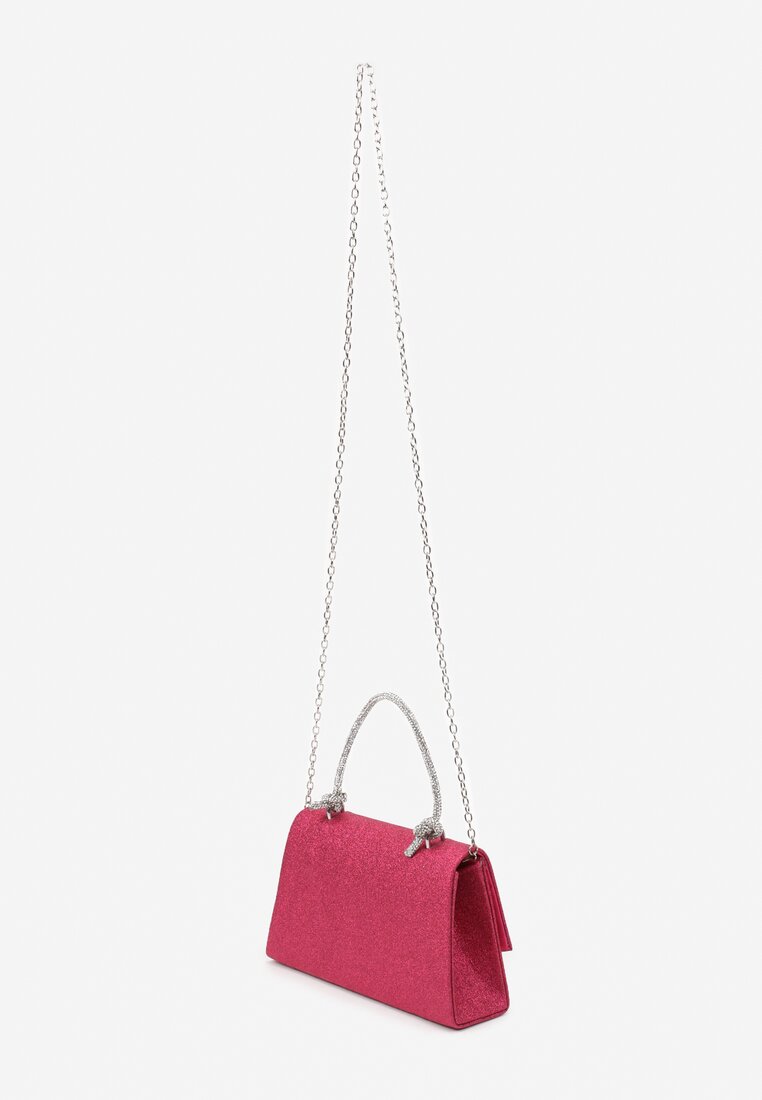 Fuksjowa Mała Torebka Kopertówka z Kokardką w Cyrkonie Selwiana