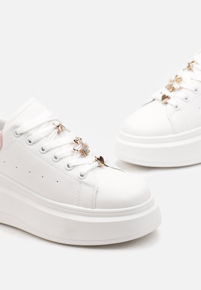 Biało-Różowe Sneakersy na Grubej Podeszwie Celessi