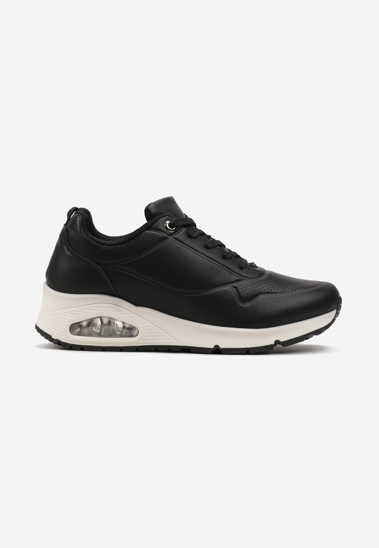 Sneakerși negri din imitație de piele pe talpă Air cu șiret Nirele