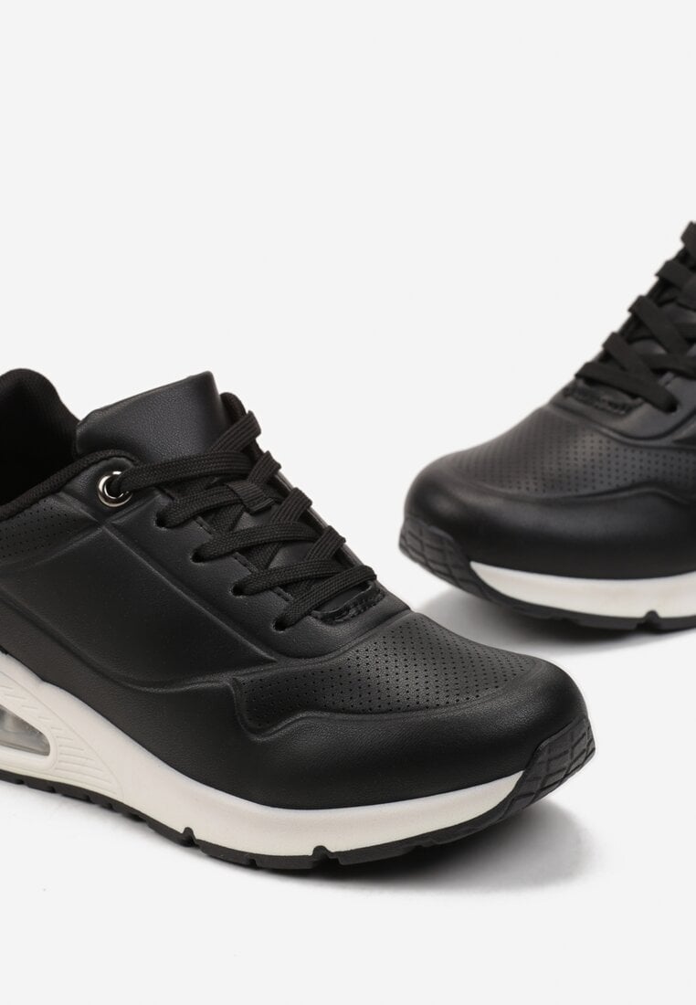 Sneakerși negri din imitație de piele pe talpă Air cu șiret Nirele