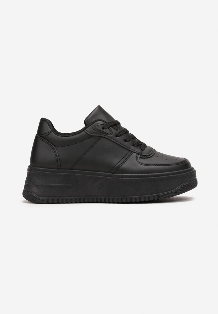 Czarne Sneakersy przed Kostkę na Grubej Podeszwie Ameerana