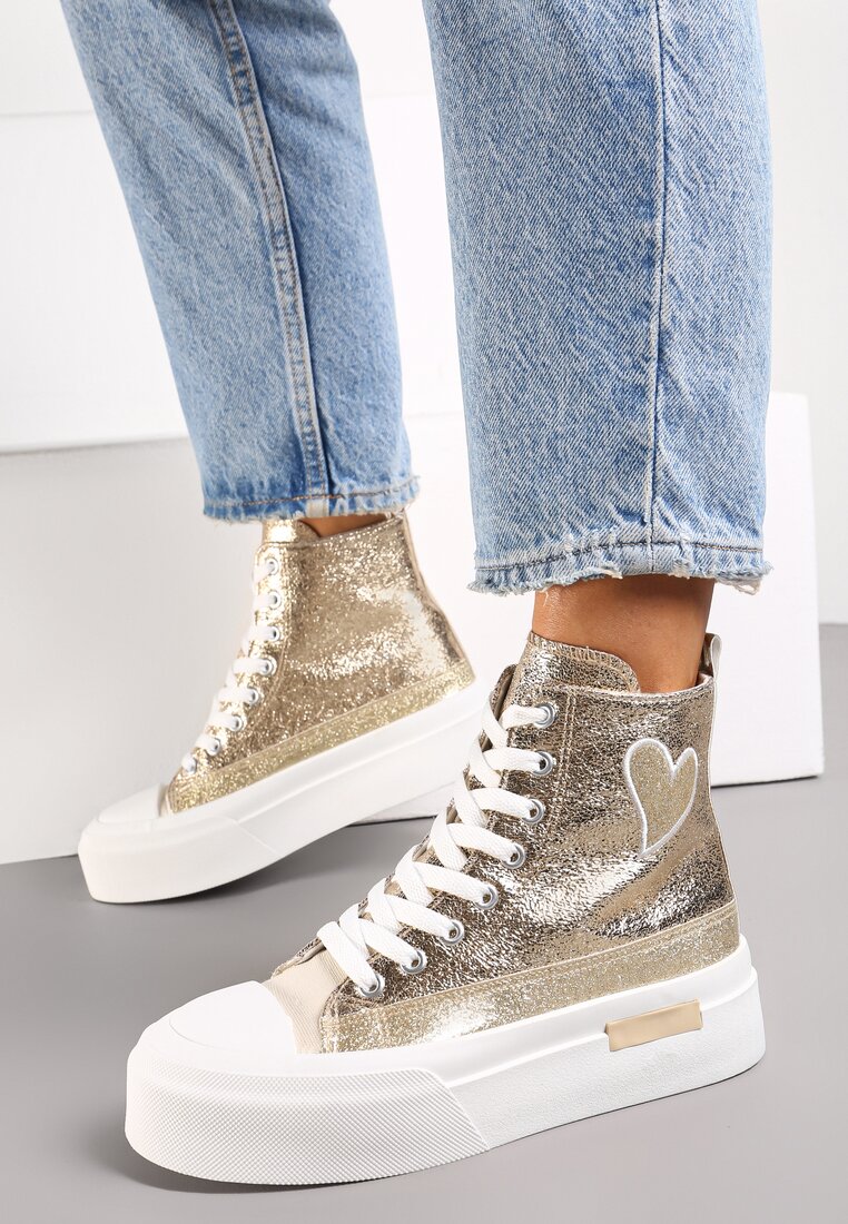 Sneakers Aurii cu Platforma Olien