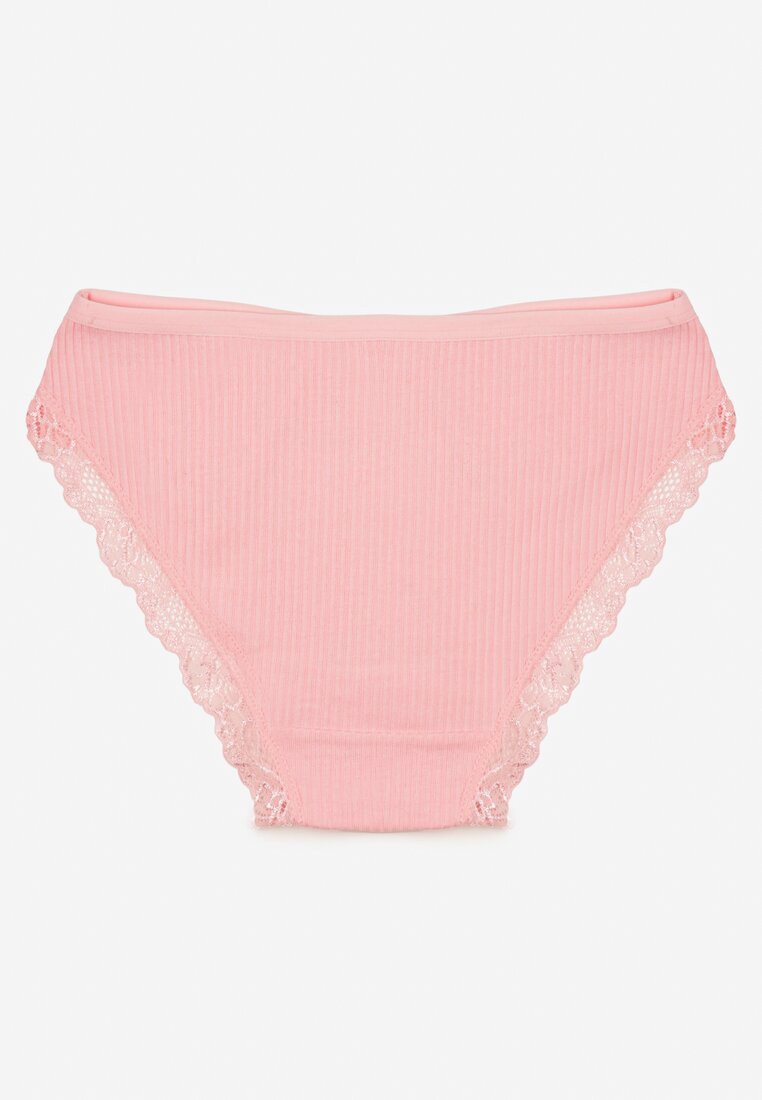 Chiloți Tanga Roz Dantelă Bumbac Elastic Talie Amivia