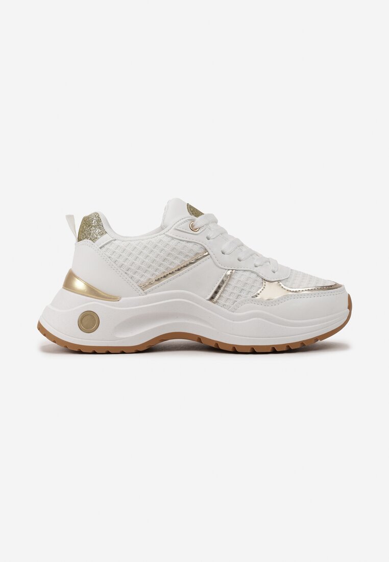 Sneakerși Albi din Material Embosat cu Inserții Sclipici și Metalice Thermia