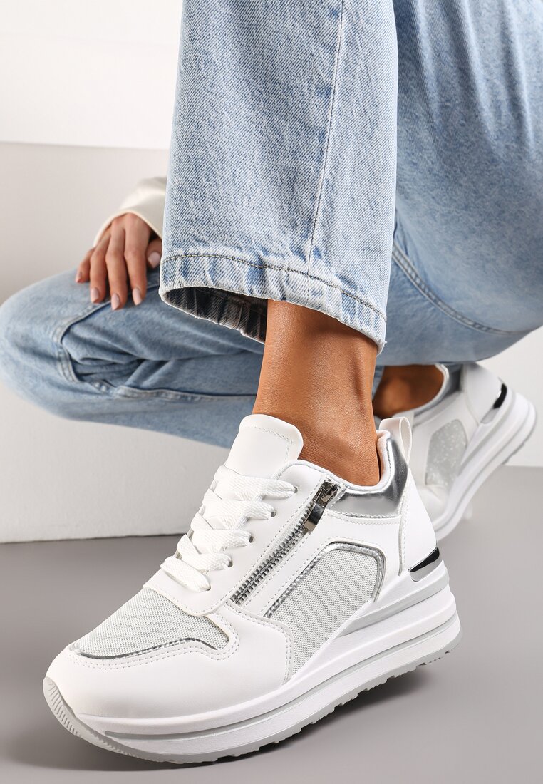 Sneakers Albi Atirola cu Sclipici și Fermoar