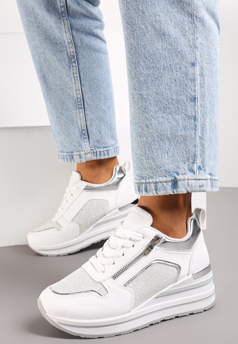 Sneakers Albi Atirola cu Sclipici și Fermoar