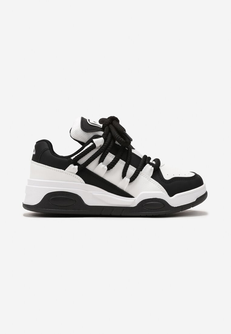 Sneakerși Negri cu Talpă Groasă din Imitatie de Piele cu Șireturi Groase Virinal
