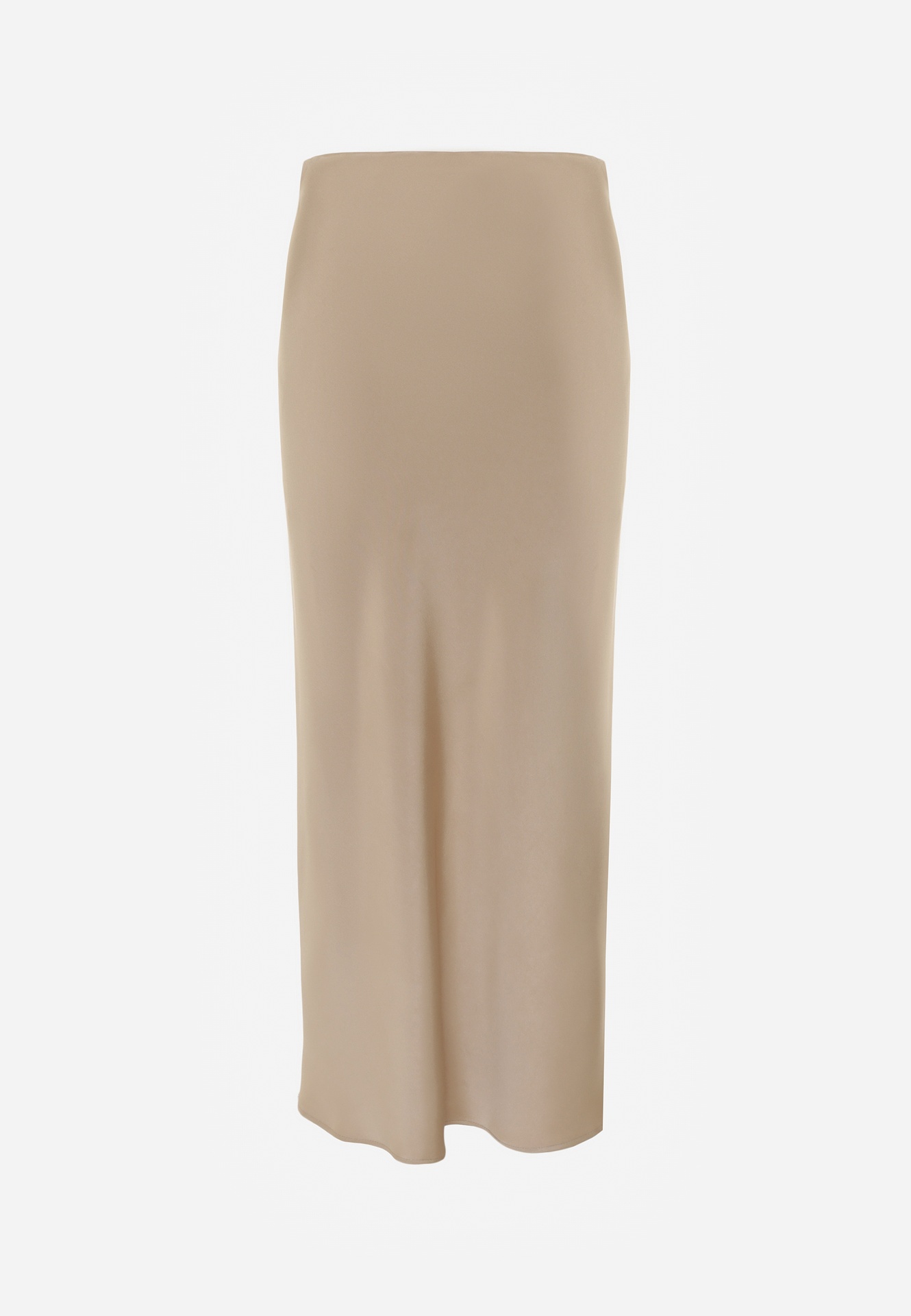 Bej Satin Fustă Maxi Talie Înaltă Formia