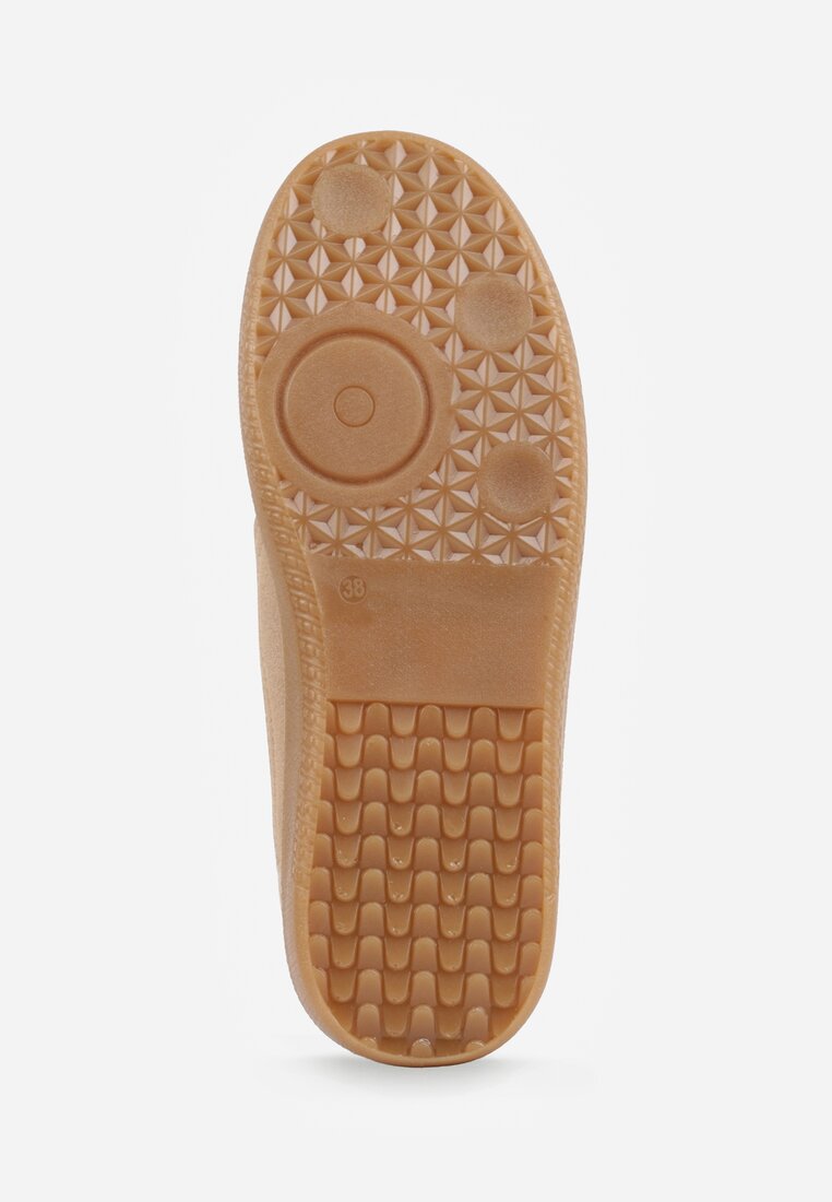 Ciemnobeżowe Sneakersy z Ozdobnymi Przeszyciami przed Kostkę Redala