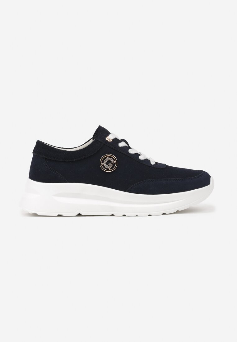 Sneakers Bleumarin cu Cataramă Metalică pe Față până la Glezne Fendiama