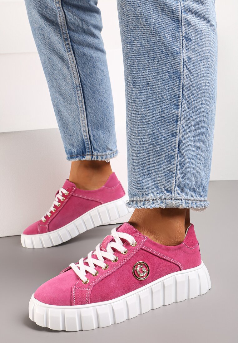 Sneakersi Fucsia cu Șiret din Piele Breana