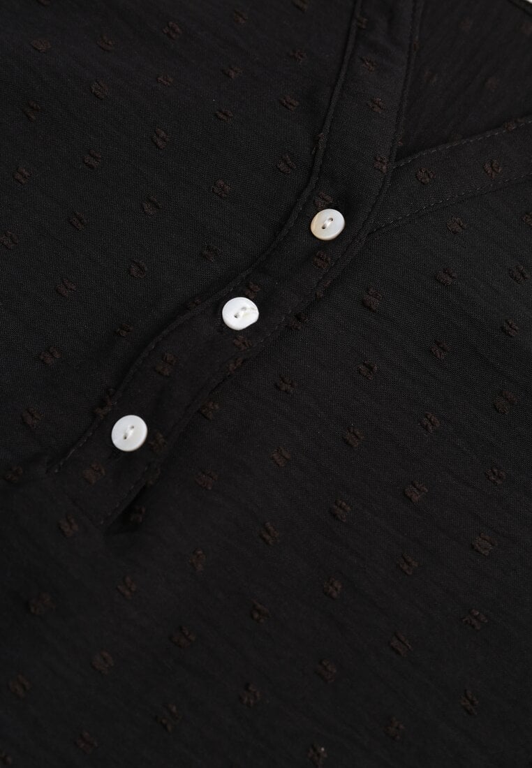 Bluză Neagră cu Nasturi din Țesătură Plumeti Jorale