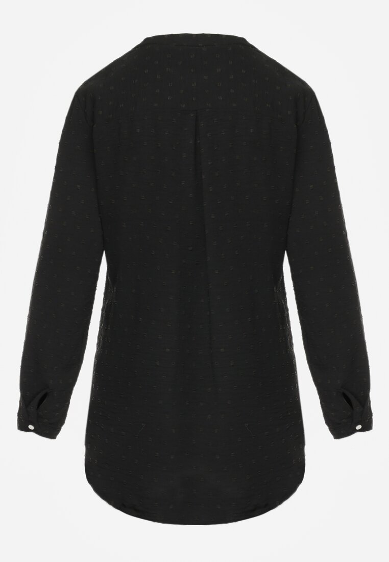 Czarna Bluzka z Guzikami z Tkaniny Plumeti Jorale