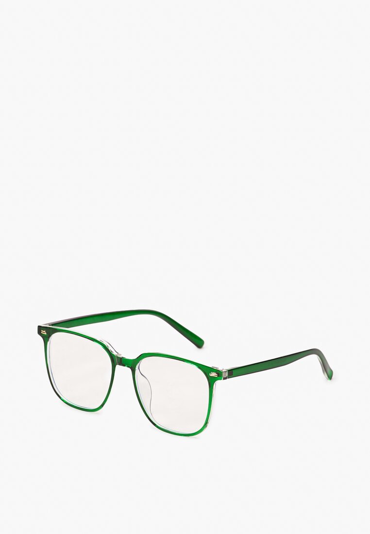 Zielone Kwadratowe Okulary Zerówki z Lekkim Przyciemnieniem Dokta