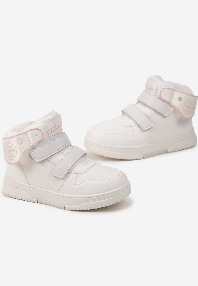 Białe Płaskie Botki Sneakersy z Misiem Devanda