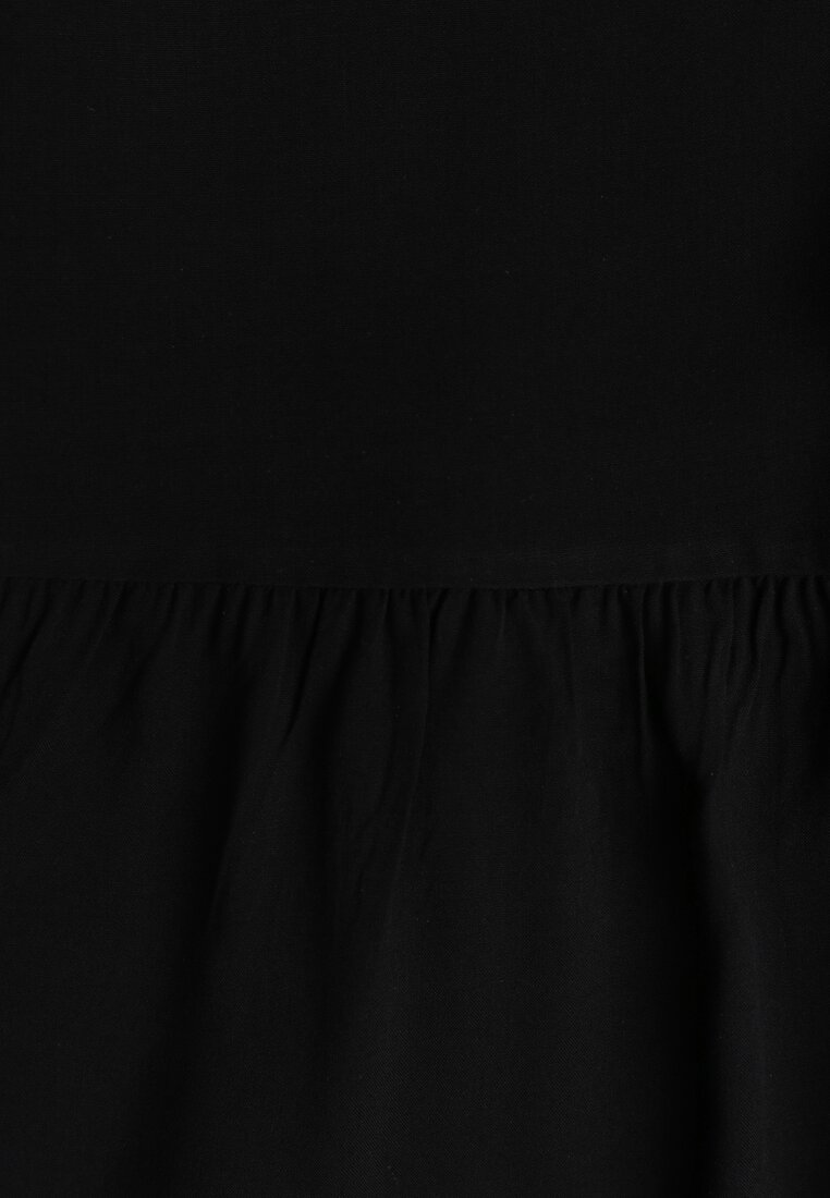 Czarna Rozkloszowana Spódnica Maxi z Wiskozy z Materiałowymi Paskami Wintelis