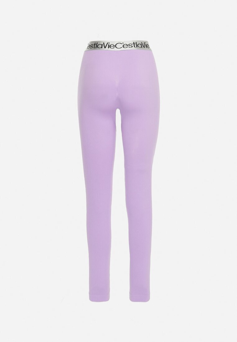 Leggings Sport Jilav Liliac cu Talie Înaltă Elastică Larnode
