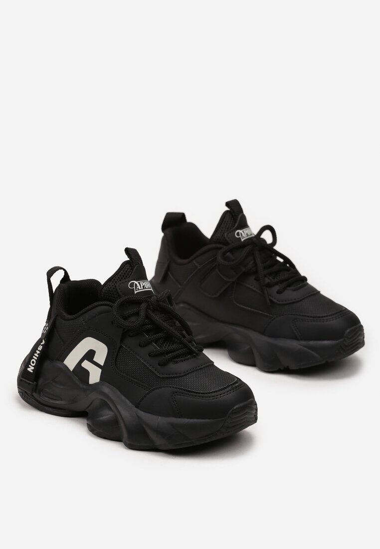 Czarne Buty Sportowe Sneakersy na Grubej Piankowej Podeszwie Lessiona