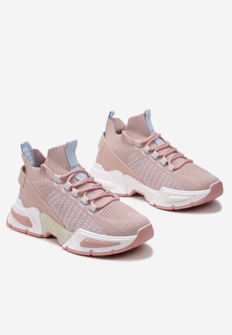 Sneakers Roz Tricou Cu Talpă Groasă Și Carâmb Tip Șosetă Xille