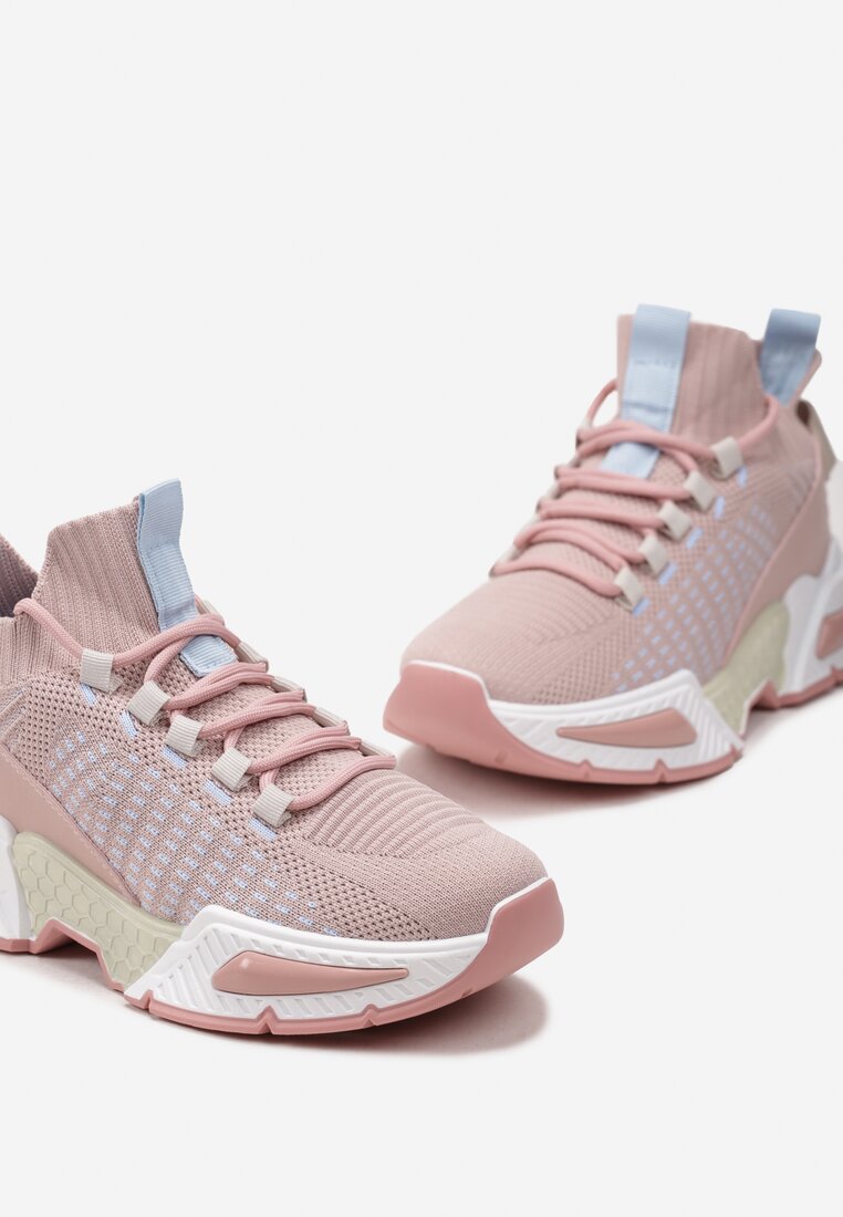 Sneakers Roz Tricou Cu Talpă Groasă Și Carâmb Tip Șosetă Xille